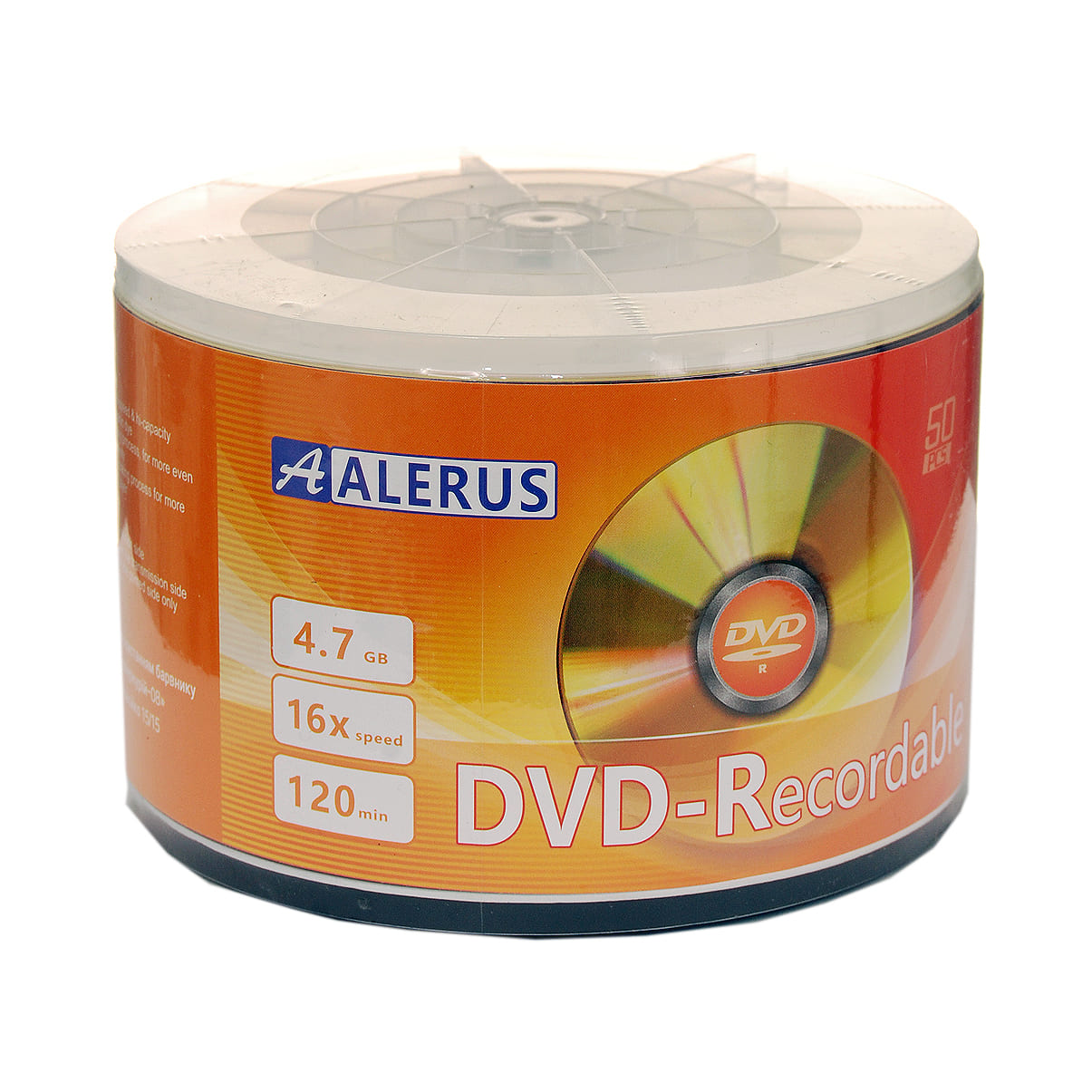 Оптичні диски ALERUS DVD-R 4.7Gb 16x поверхня для друку 50 шт Pack Wrap Spindle (A-1506)